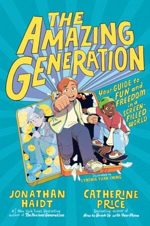 Features a vibrant, energetic comic-book style illustration set against a bright yellow background, showcasing kids engaging in active, screen-free fun.